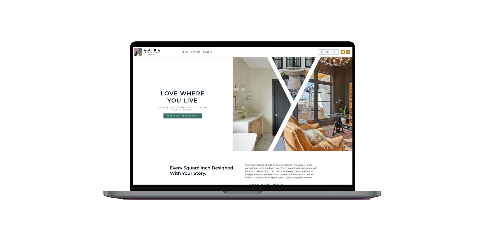 Amira Windmiller Interiors – Website Design image 1